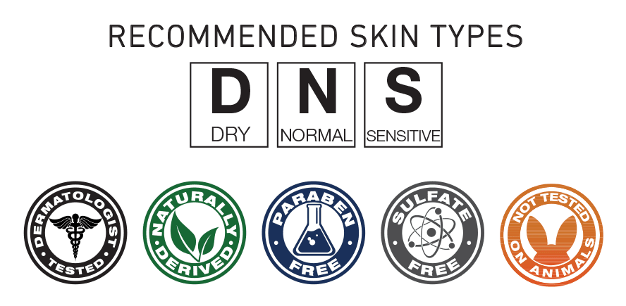 Recommended Skin Types; Dry, Normal, Sensitive